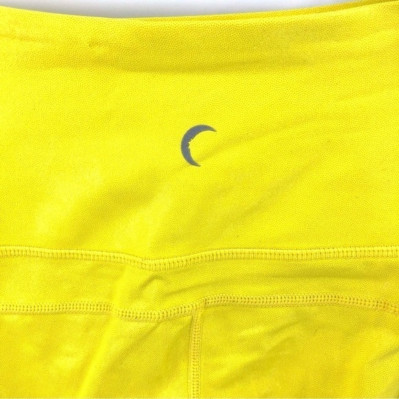 Zyia Metallic Neon Yellow Leggings Light N Tight With Pockets Size 0 - Picture 6 of 11